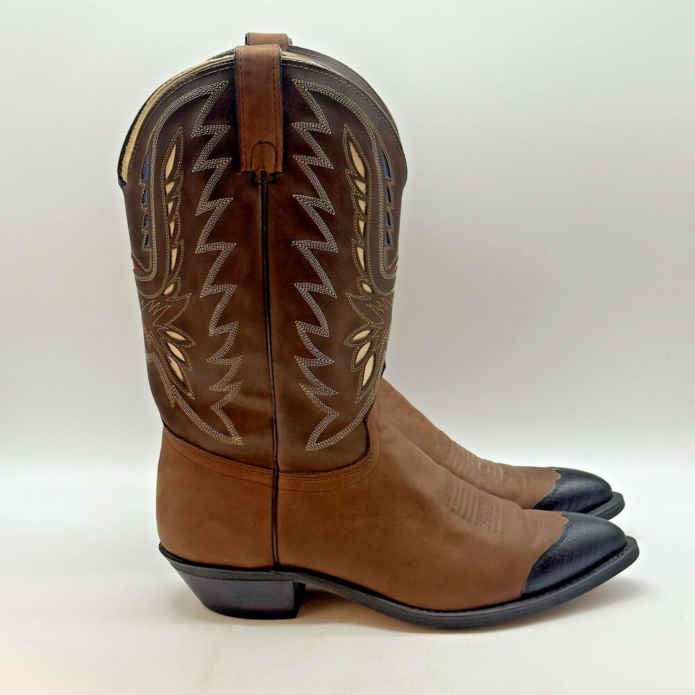 Texas Cowboy Boots Teju Wingtip Men's 10D Brown Nubuck Upper Inlay Shaft Western
